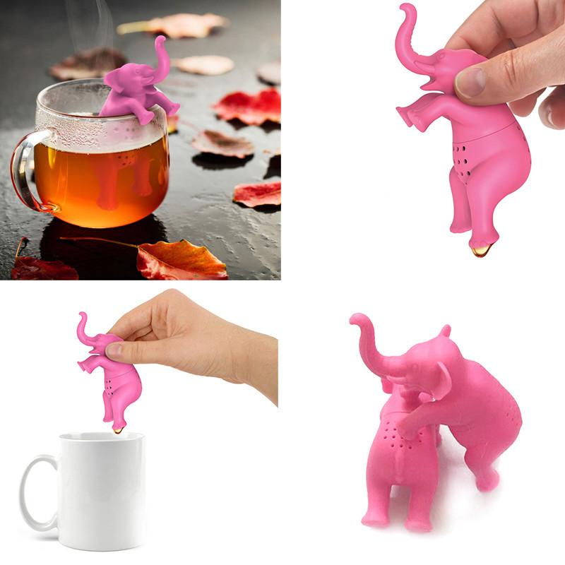 Prepara tu té con estilo con el adorable infusor de té de silicona de elefante rosa.