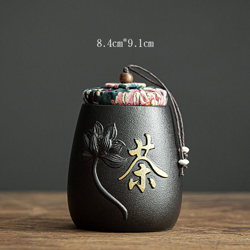 Caja de té de cerámica de gres retro con 6 variaciones