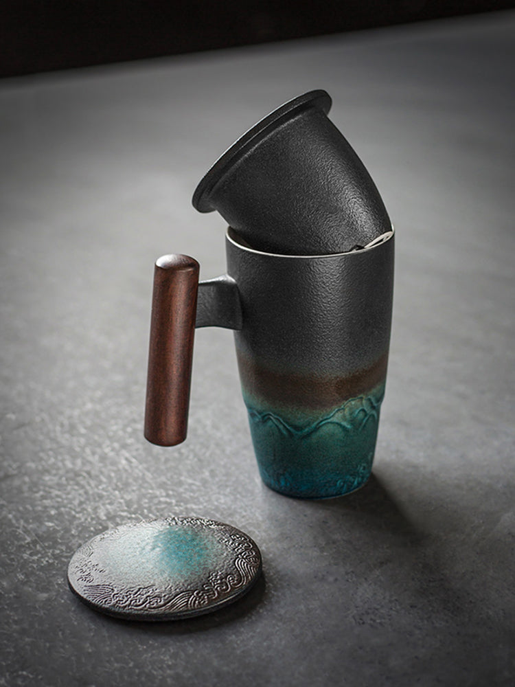 Tasse de séparation de thé à marque simple en céramique de style européen avec couvercle