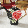 Offrez-vous une élégance inégalée : des bouilloires en porcelaine artisanale fabriquées à la main dans des motifs de fleurs de pivoine et de paon majestueux