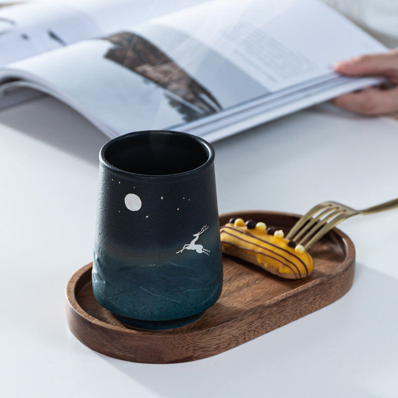 Ceramic Creative Retro Handy Mug Elk & Crane